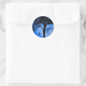 Cat on a Wire Blue Moon Ronde Sticker (Tas)