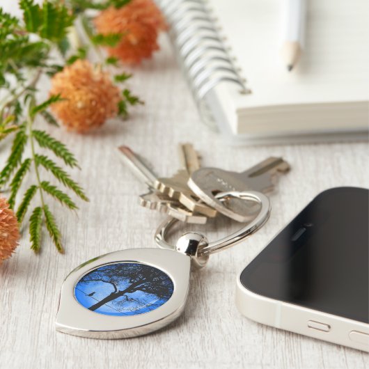 Cat on a Wire Blue Moon Sleutelhanger (Zijkant)