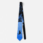 Cat on a Wire Blue Moon Stropdas (Voorkant)