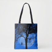 Cat on a Wire Blue Moon Tote Bag (Voorkant)