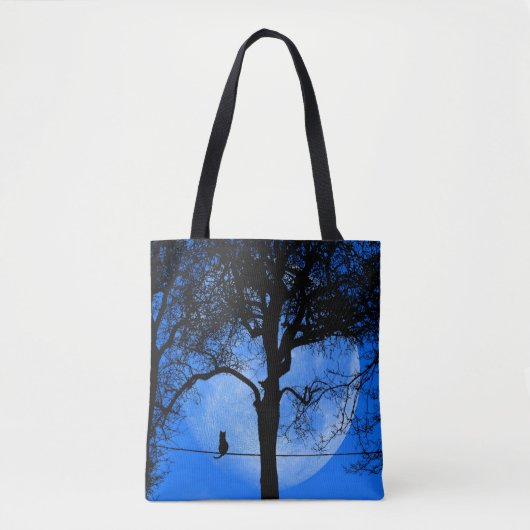 Cat on a Wire Blue Moon Tote Bag (Voorkant)