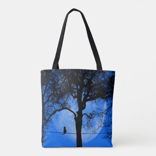 Cat on a Wire Blue Moon Tote Bag (Achterkant)