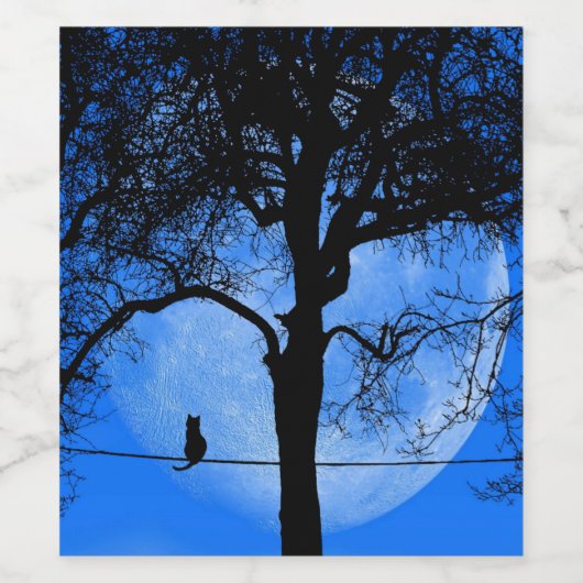 Cat on a Wire Blue Moon Wijn Etiket (Enkel label)