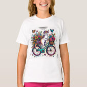 Cat on Bicycle Design T-Shirt (Voorkant)
