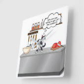 Cat on Kitchen Counter Wall Clock  Vierkante Klok (Hoek)