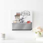 Cat on Kitchen Counter Wall Clock  Vierkante Klok (Huis)