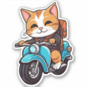 cat on motorcycle sticker (Voorkant)
