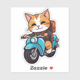 cat on motorcycle sticker