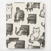 Cat on Piano Mouse pad Muismat (Voorkant)