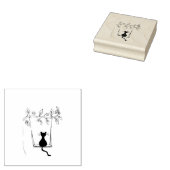 Cat On Swing Wood Stamp Rubberstempel (Gestempeld)