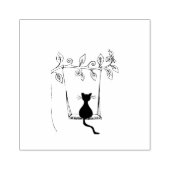 Cat On Swing Wood Stamp Rubberstempel (Afrduk)