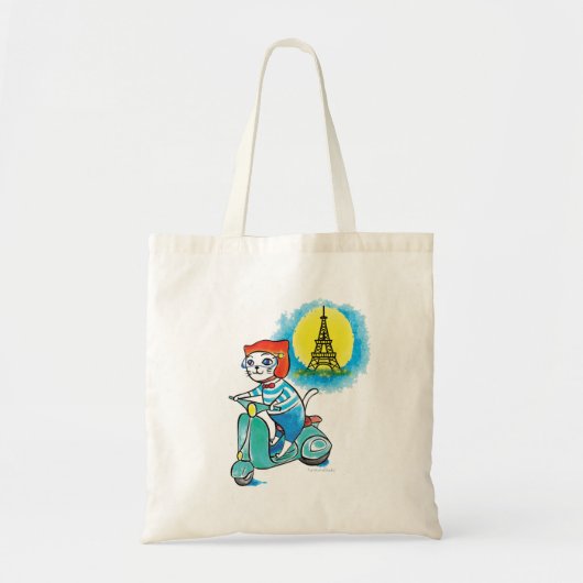 Cat on the bike in Paris Tote Bag (Voorkant)