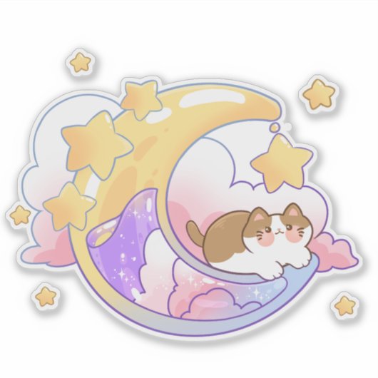 cat on the moon sticker (Voorkant)