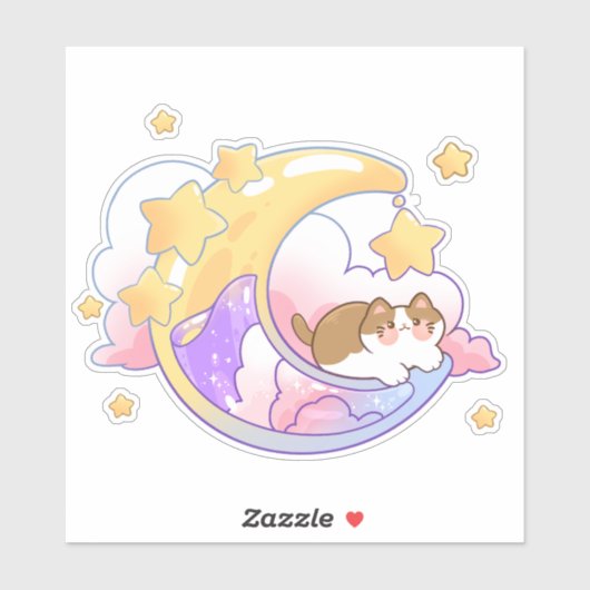 cat on the moon sticker (Vel)