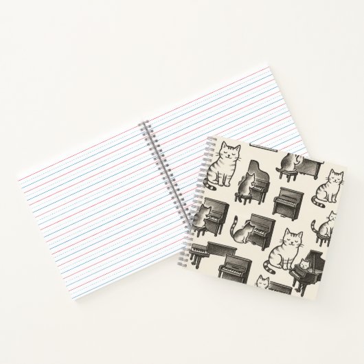 Cat on the Piano Notebook Notitieboek (Binnen)
