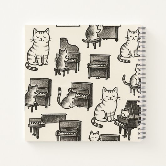 Cat on the Piano Notebook Notitieboek (Achterkant)