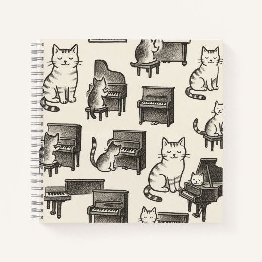 Cat on the Piano Notebook Notitieboek (Voorkant)