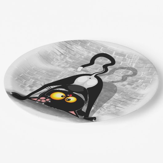 Cat ondersteboven Funny Cartoon Character Papieren Bordje (Gekanteld)