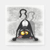 Cat ondersteboven Funny Cartoon Character Servet (Voorkant)