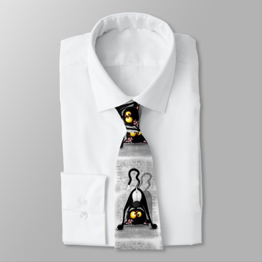 Cat ondersteboven Funny Cartoon Character Stropdas (Gebonden)