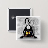 Cat ondersteboven Funny Cartoon Character Vierkante Button 5,1 Cm (Voorkant /achterkant)