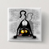 Cat ondersteboven Funny Cartoon Character Vierkante Button 5,1 Cm (Voorkant)