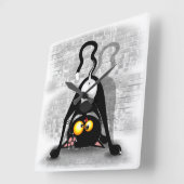 Cat ondersteboven Funny Cartoon Character Vierkante Klok (Hoek)