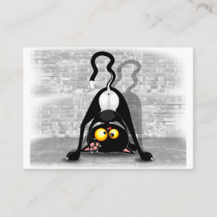 Cat ondersteboven Funny Cartoon Character Visitekaartje