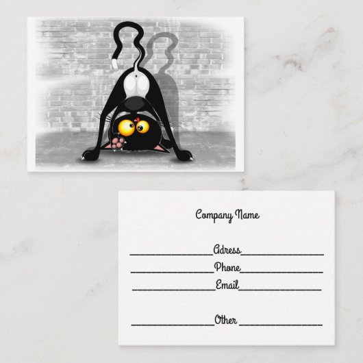 Cat ondersteboven Funny Cartoon Character Visitekaartje (Voorkant / Achterkant)