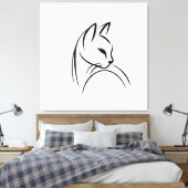 Cat one lijn minimalistisch ontwerp canvas afdruk (Insitu (Slaapkamer))