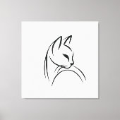 Cat one lijn minimalistisch ontwerp canvas afdruk (Voorkant)