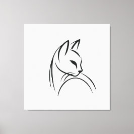 Cat one lijn minimalistisch ontwerp canvas afdruk
