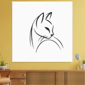 Cat one lijn minimalistisch ontwerp canvas afdruk (Insitu (Woonkamer))