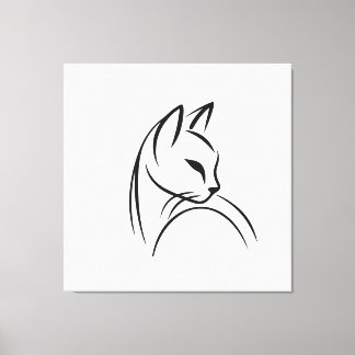 Cat one lijn minimalistisch ontwerp canvas afdruk
