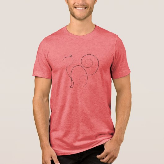 Cat One Line Tekening Art Tri-Blend Shirt (Voorkant)