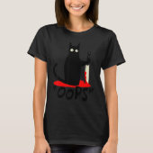 Cat Oops  Black Cat Murderous Cat With Knife Hallo T-shirt (Voorkant)