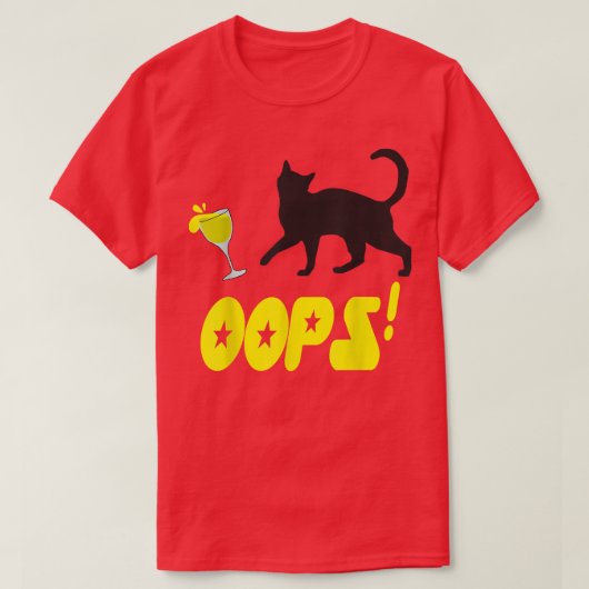 Cat Oops Funny Black Cat Knocking Over A Yellow Gl T-shirt (Design voorkant)