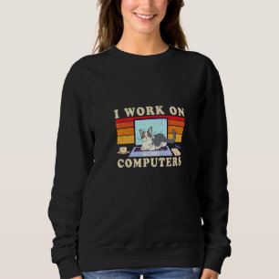 Cat op computer Ik werk op computers Trui