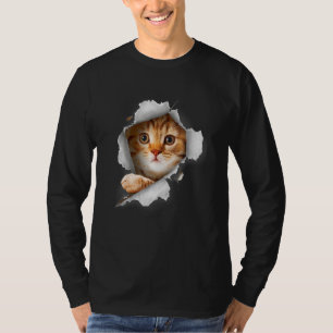 Cat Oranje Cat Cat Torn Cloth Kitten T-shirt