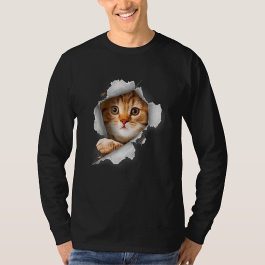 Cat Oranje Cat Cat Torn Cloth Kitten T-shirt (Voorkant)
