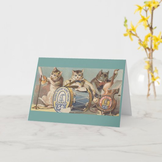  Cat Orchestra Trio Note Kaart (Gele Bloem)