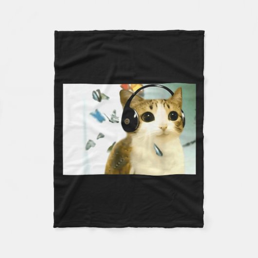 Cat Owl Funny Cursed Internet Trendy Meme Funny Me Fleece Deken (Voorkant)
