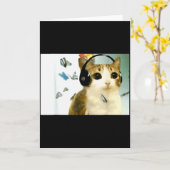 Cat Owl Funny Cursed Internet Trendy Meme Funny Me Kaart (Gele Bloem)