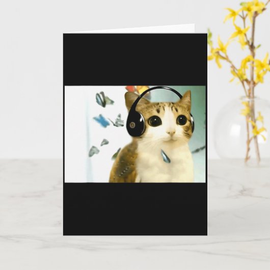 Cat Owl Funny Cursed Internet Trendy Meme Funny Me Kaart (Gele Bloem)