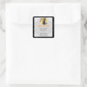 Cat & Owl Halloween Weddenschap Save the Date Stic Vierkante Sticker (Tas)