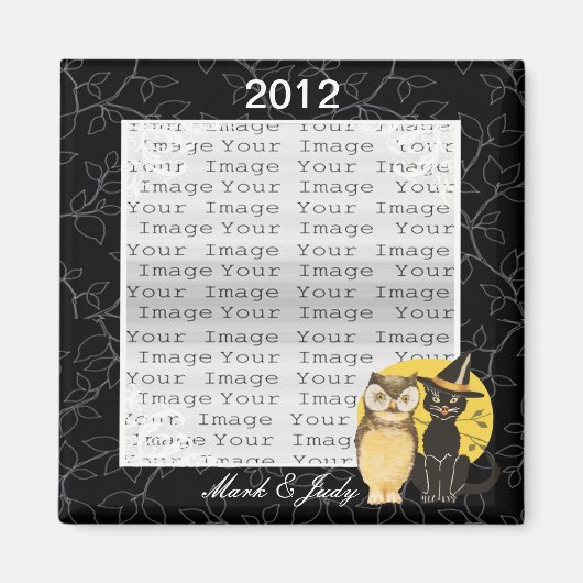 Cat & Owl Halloween Wedding Magnet (Voorkant)