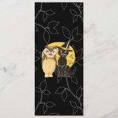 Cat & Owl Halloween Wedding Menu Kaart (Achterkant)