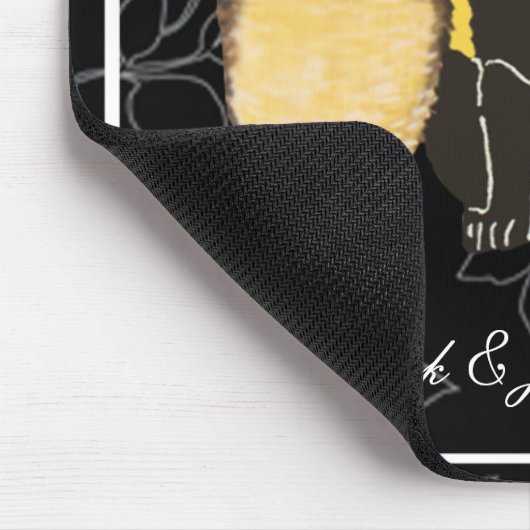 Cat & Owl Halloween Wedding Muismat (Hoek)