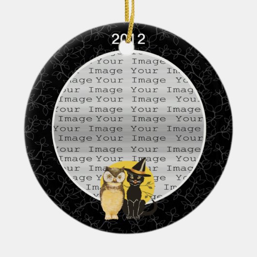Cat & Owl Halloween Wedding Ornament (Voorkant)