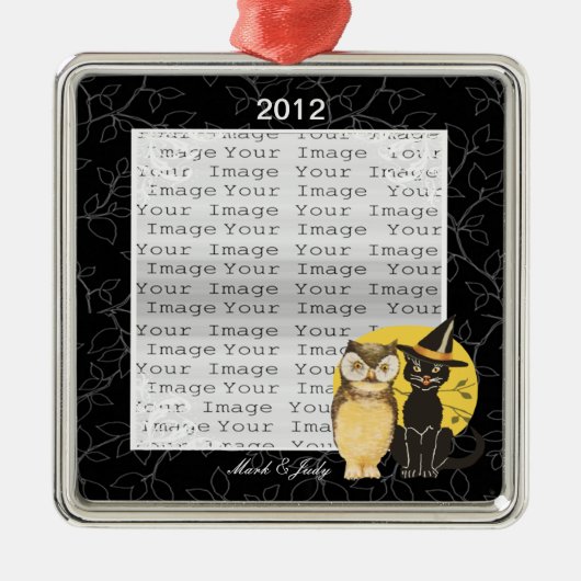 Cat & Owl Halloween Wedding Ornament (Voorkant)
